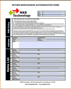 rma request mkb technology